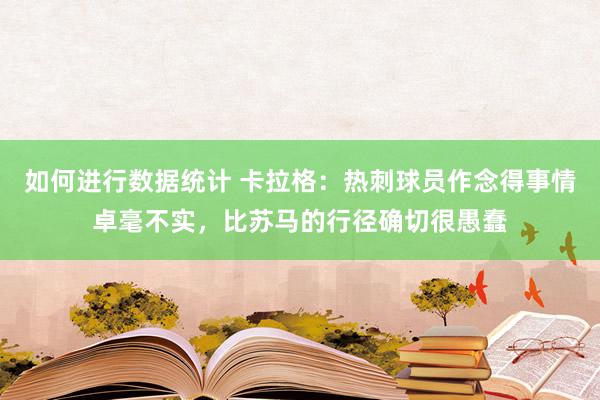 如何进行数据统计 卡拉格：热刺球员作念得事情卓毫不实，比苏马的行径确切很愚蠢