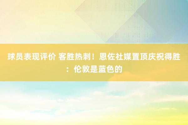 球员表现评价 客胜热刺！恩佐社媒置顶庆祝得胜：伦敦是蓝色的