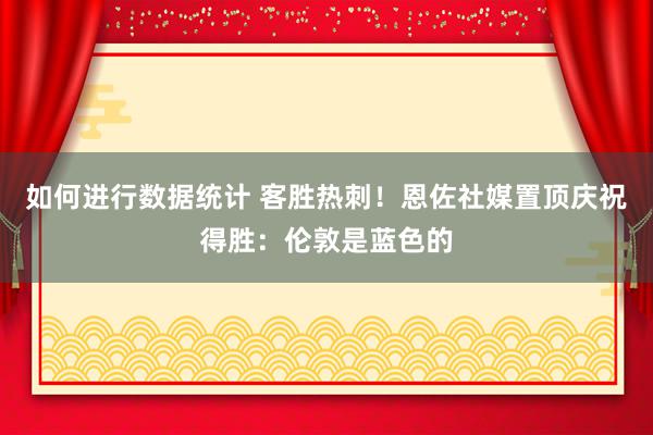 如何进行数据统计 客胜热刺！恩佐社媒置顶庆祝得胜：伦敦是蓝色的