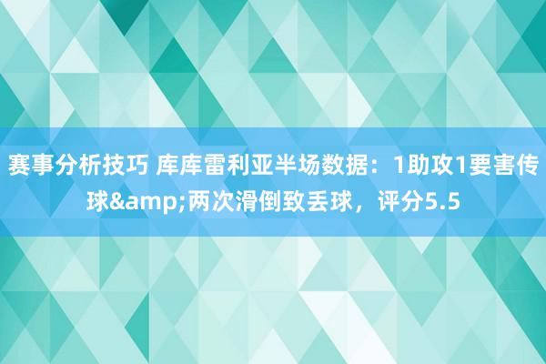 赛事分析技巧 库库雷利亚半场数据：1助攻1要害传球&两次滑倒致丢球，评分5.5