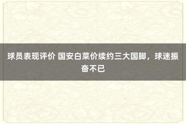 球员表现评价 国安白菜价续约三大国脚，球迷振奋不已