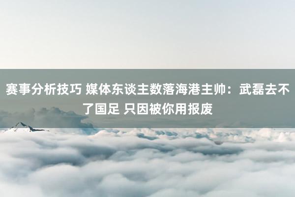 赛事分析技巧 媒体东谈主数落海港主帅：武磊去不了国足 只因被你用报废