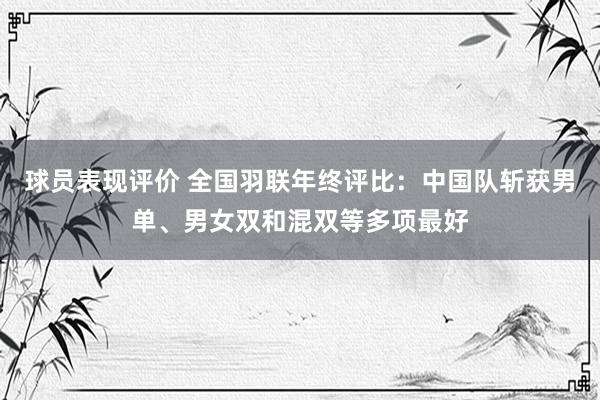 球员表现评价 全国羽联年终评比：中国队斩获男单、男女双和混双等多项最好